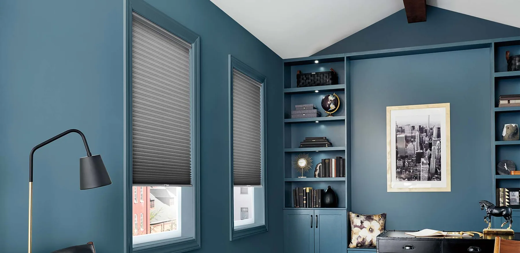 Cellular shades installed across a residential window