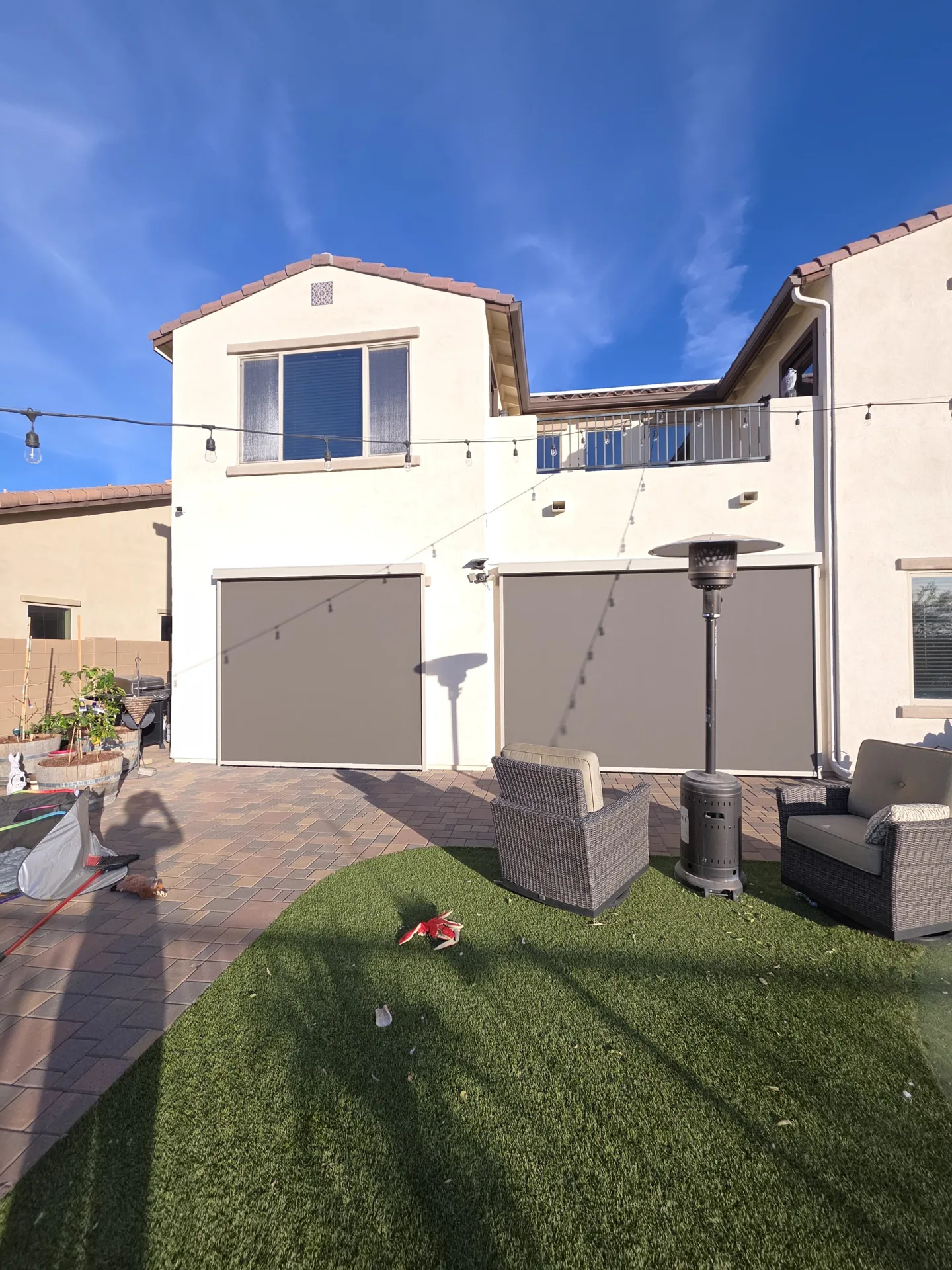 Exterior solar screen installed by A to Z Shades and Shutters in Mesa, AZ, serving the Phoenix metro area (project photo screens track 21)
