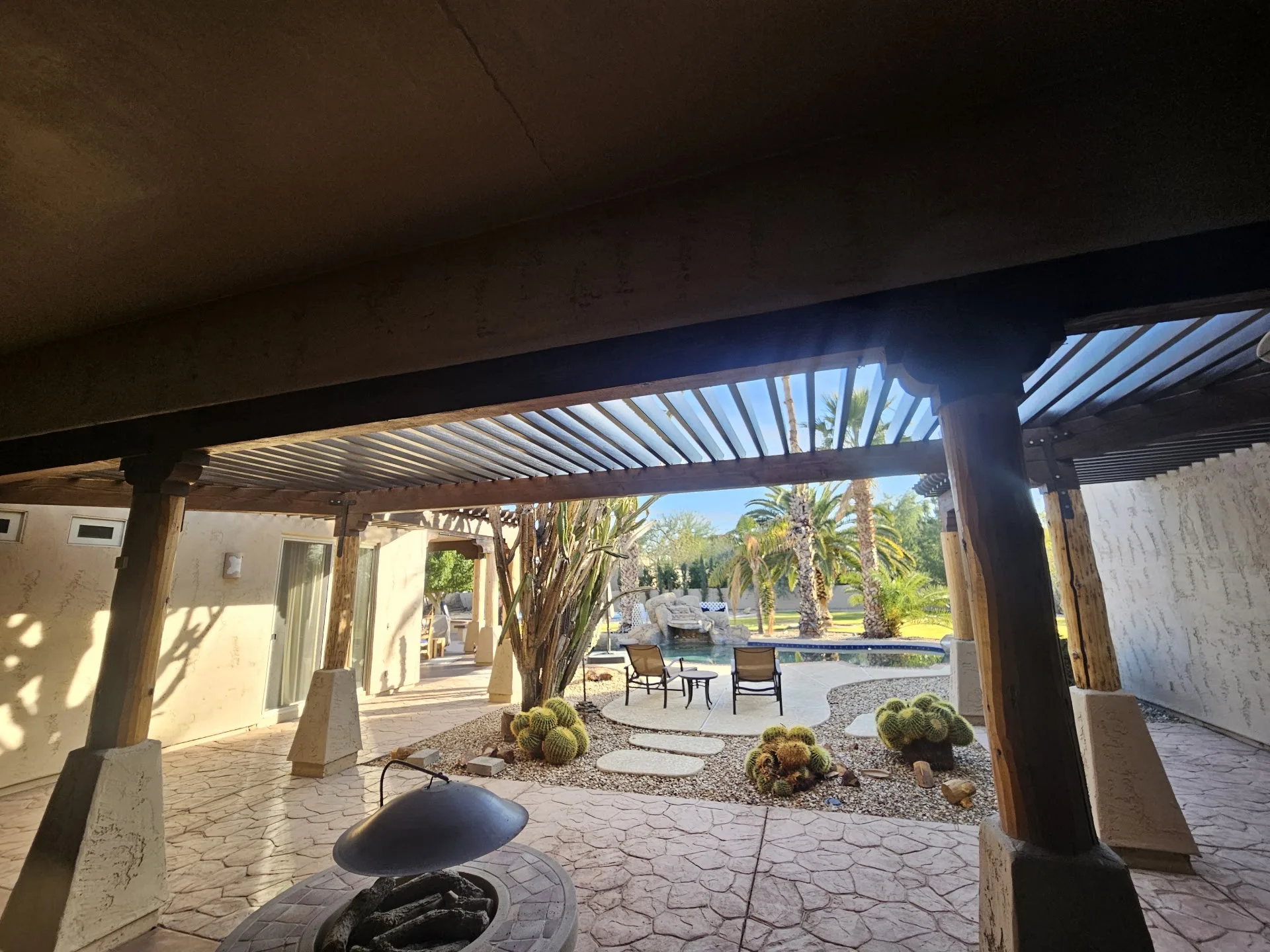 Shade structure installed by A to Z Shades and Shutters in Mesa, AZ, serving the Phoenix metro area (project photo structures lattice 30)