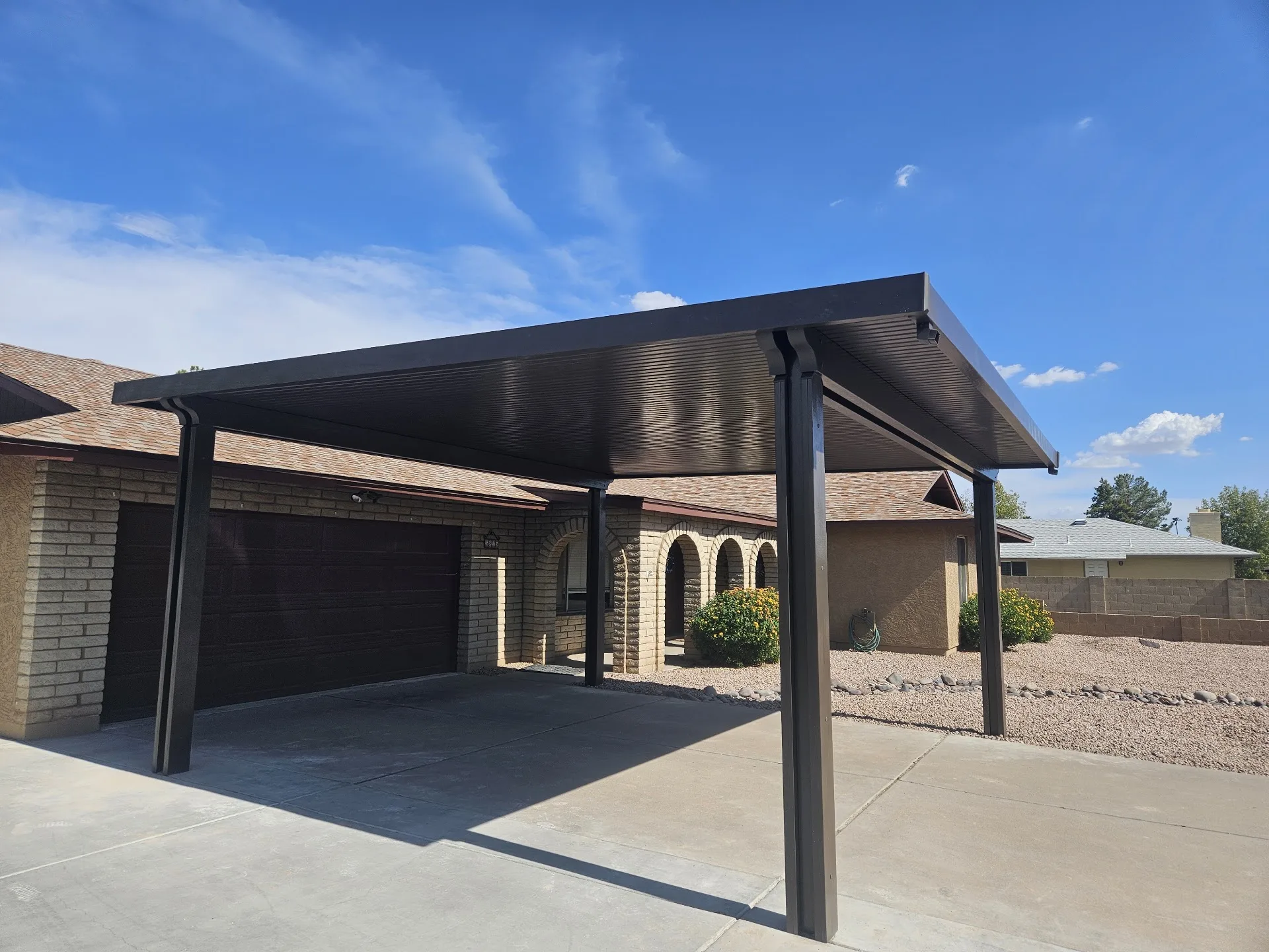 Solara louvered pergola over a backyard patio