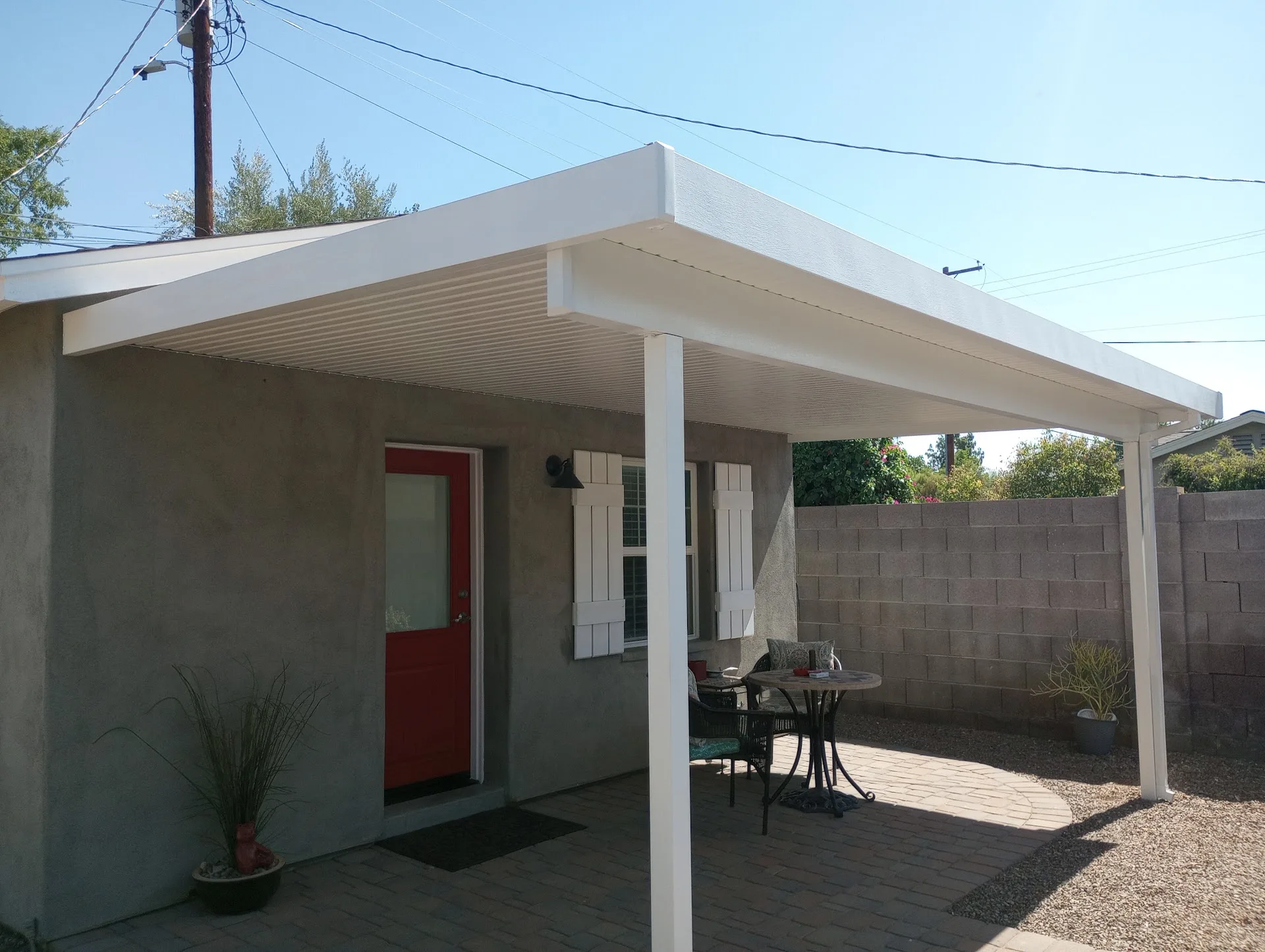 Aluminum patio cover installed by A to Z Shades and Shutters in Mesa, AZ, serving the Phoenix metro area (project photo patio patio 8)