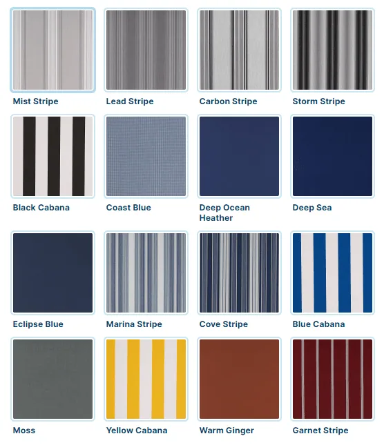 SunSetter Platinum Series awning fabric options
