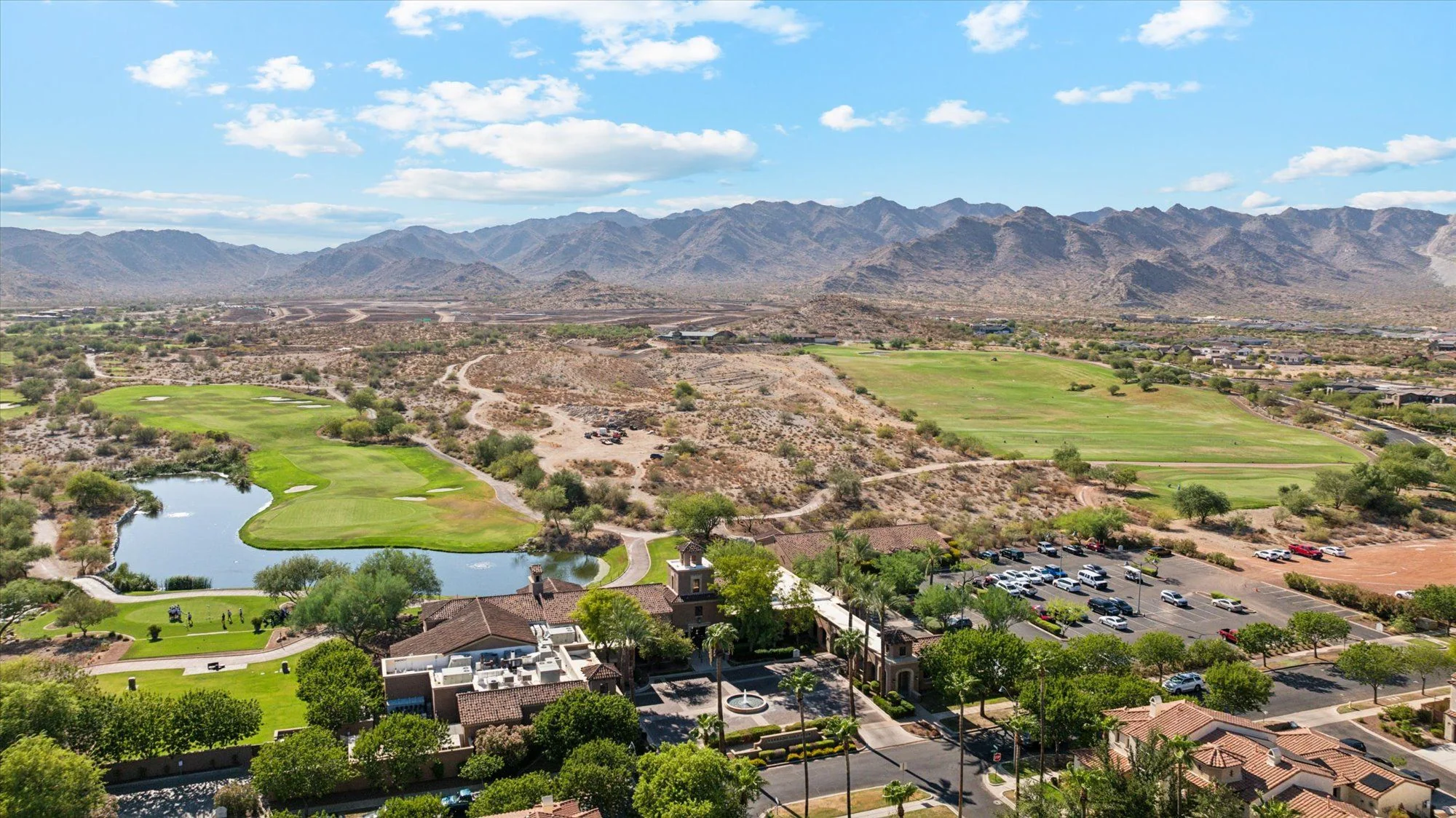 Golf clubhouse and mountains in Buckeye, Arizona