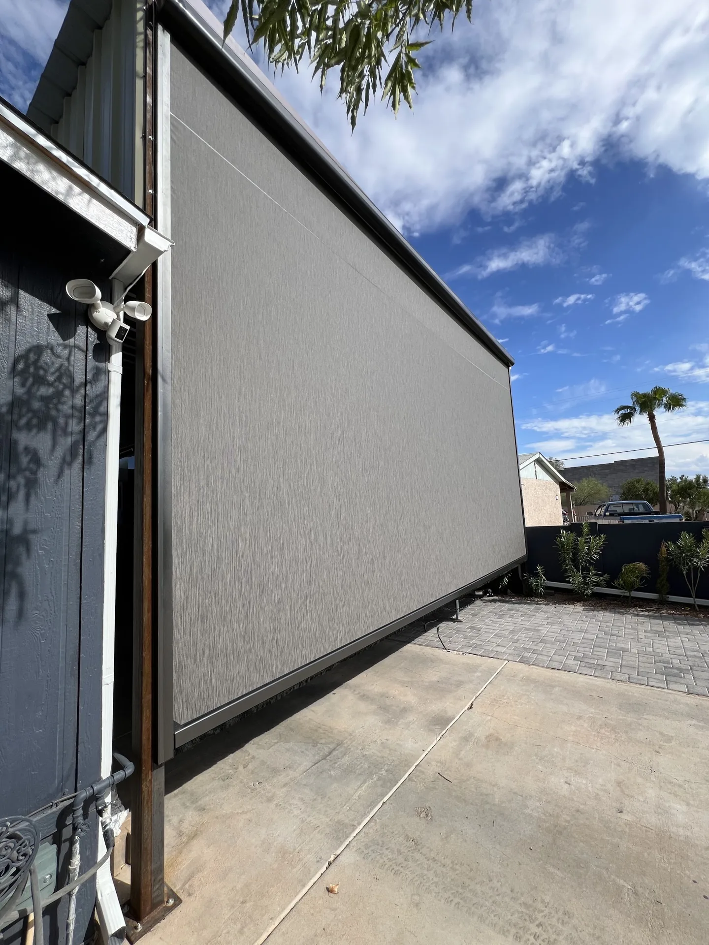 Exterior solar screen installed by A to Z Shades and Shutters in Mesa, AZ, serving the Phoenix metro area (project photo screens track 36)