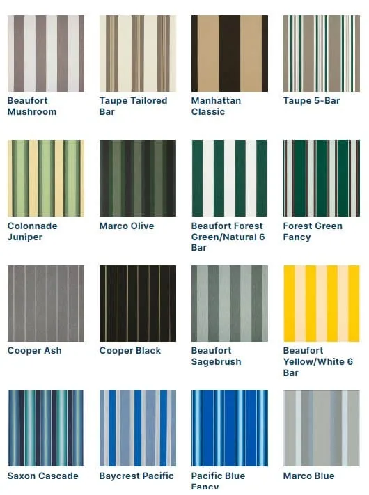 Sunbrella shade fabric samples
