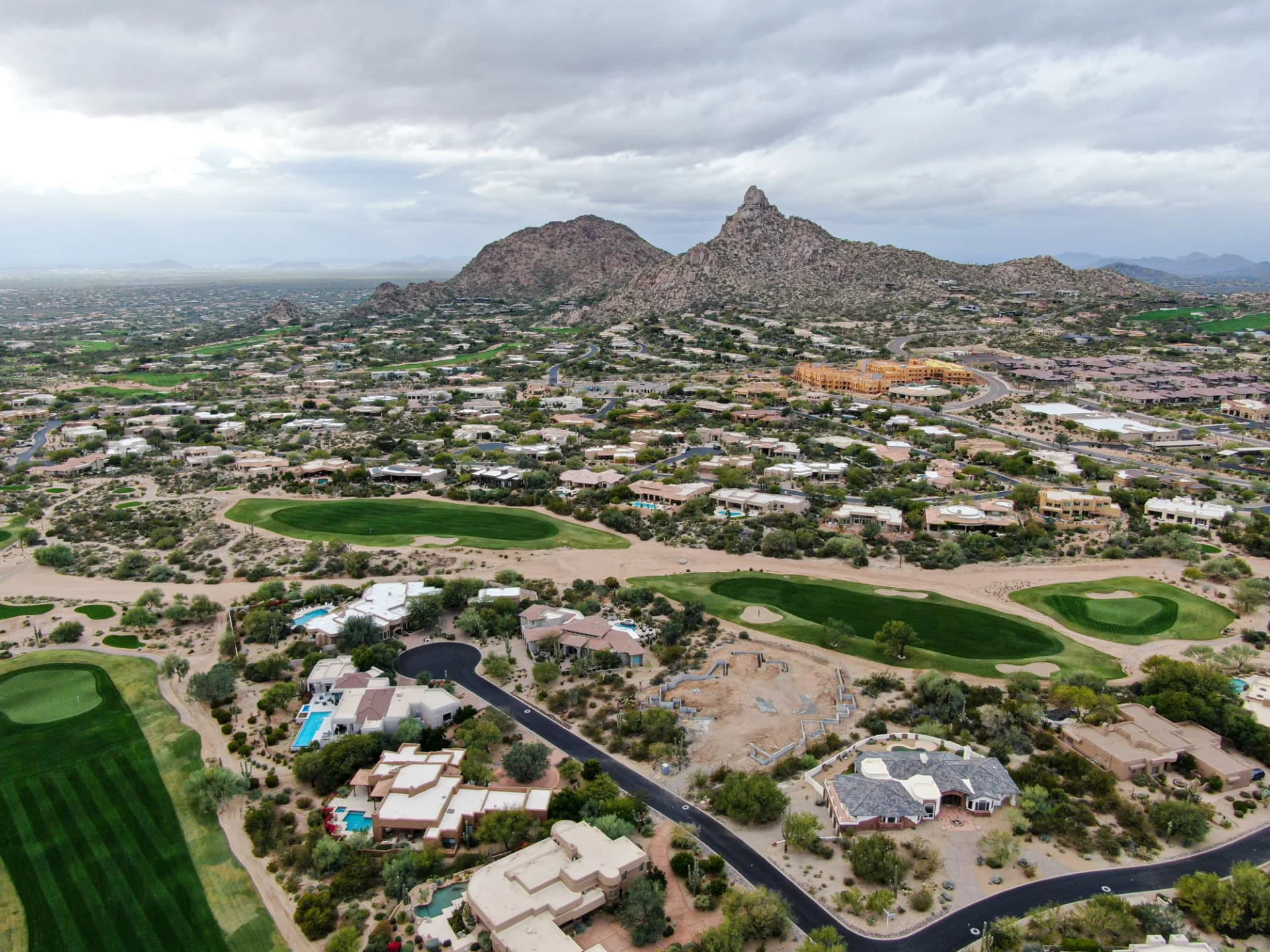 North Scottsdale desert homes and golf course below Pinnacle Peak