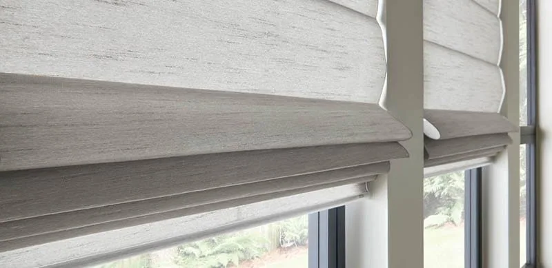 Shade fabric detail in a living space
