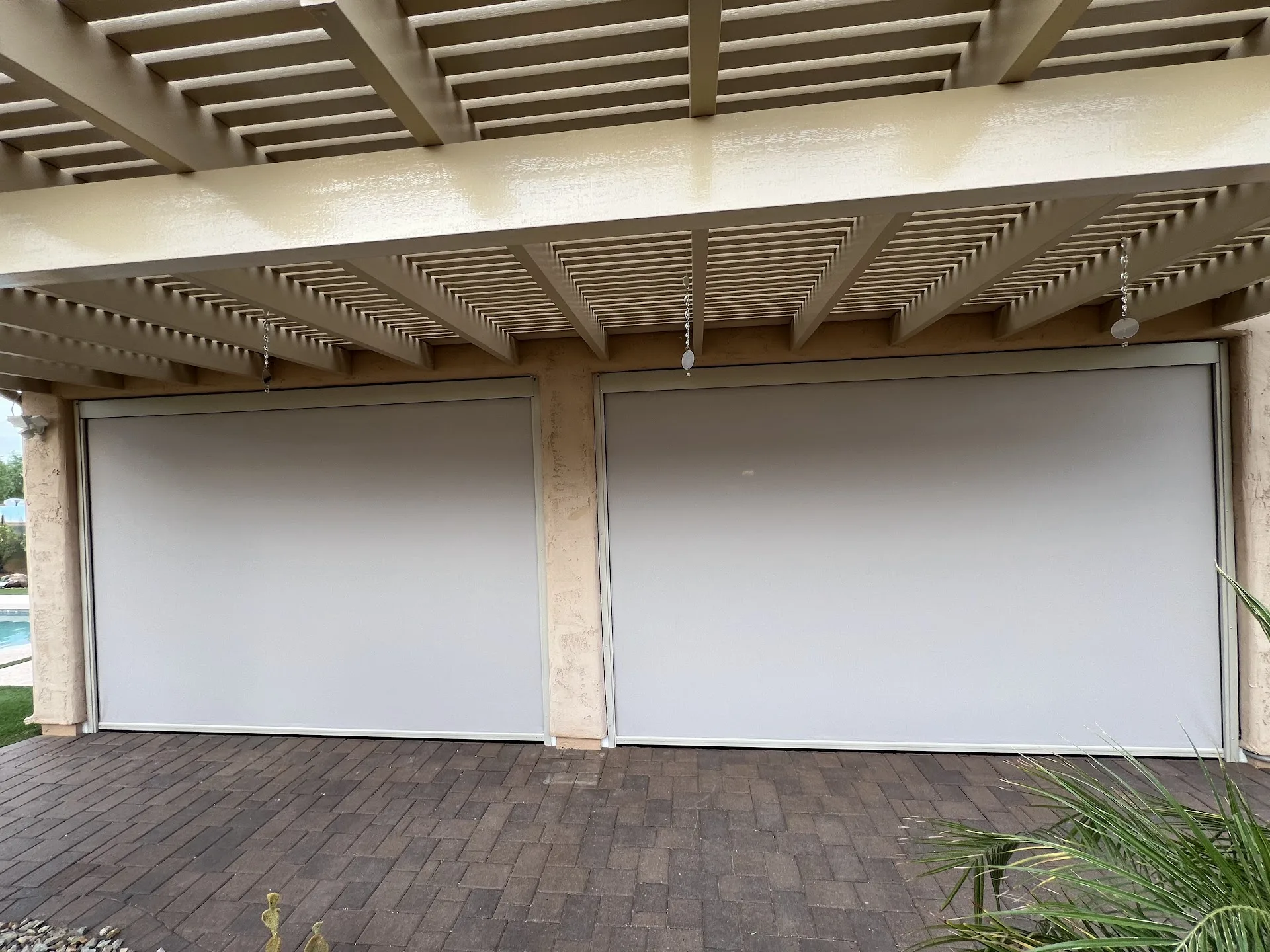 Exterior solar screen installed by A to Z Shades and Shutters in Mesa, AZ, serving the Phoenix metro area (project photo screens track 59)