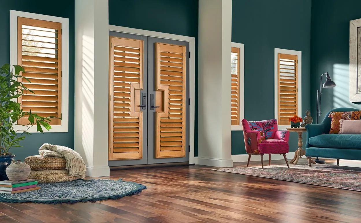 Shutters on French doors between rooms