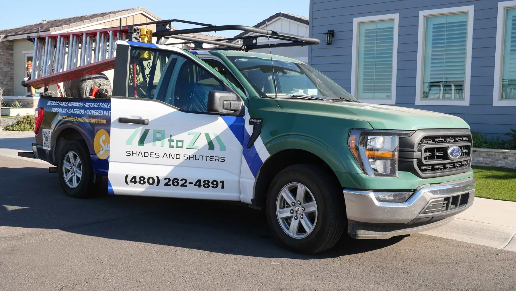 A to Z Shades and Shutters service vehicle