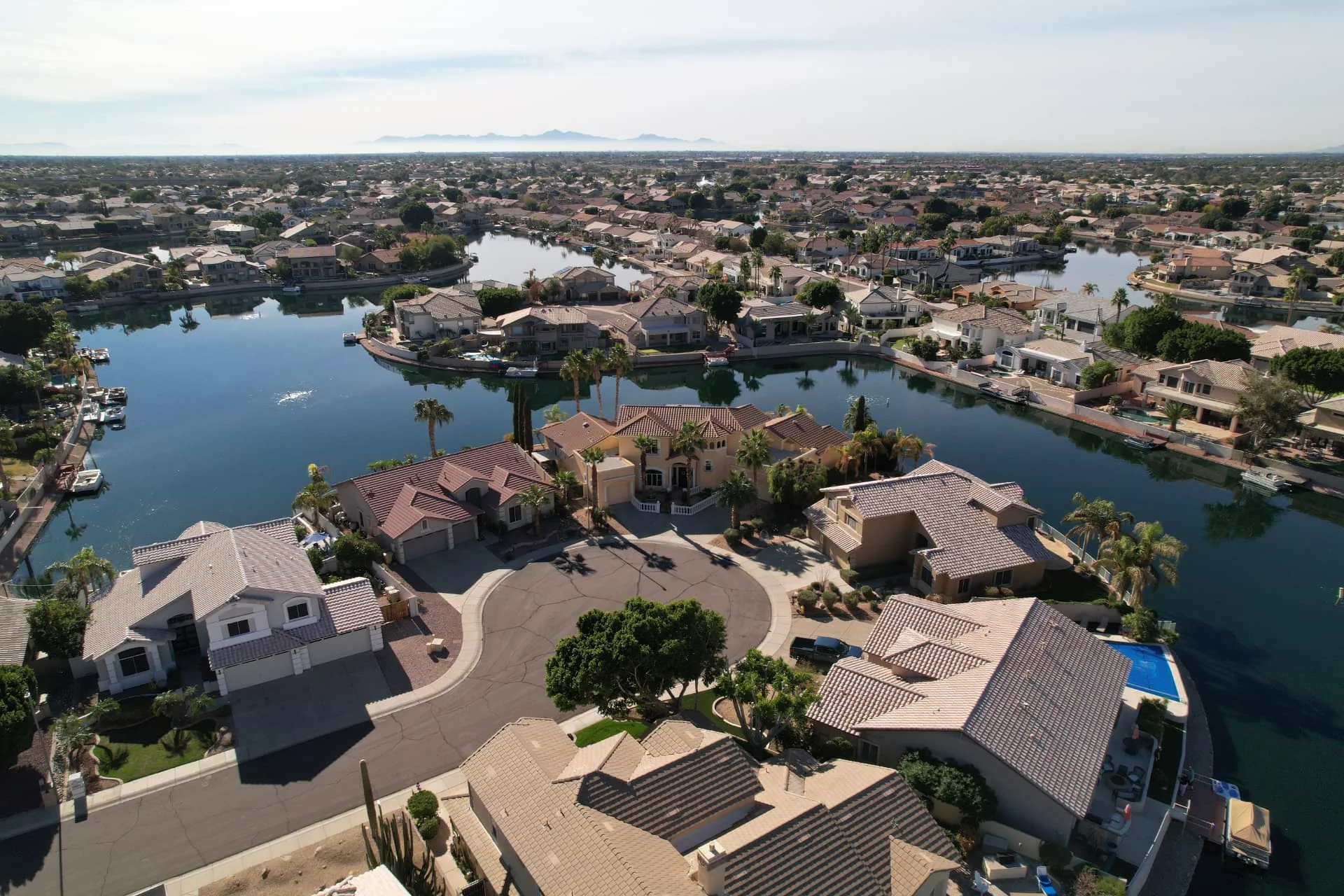 Waterfront homes on the Arrowhead lakes in Glendale, Arizona