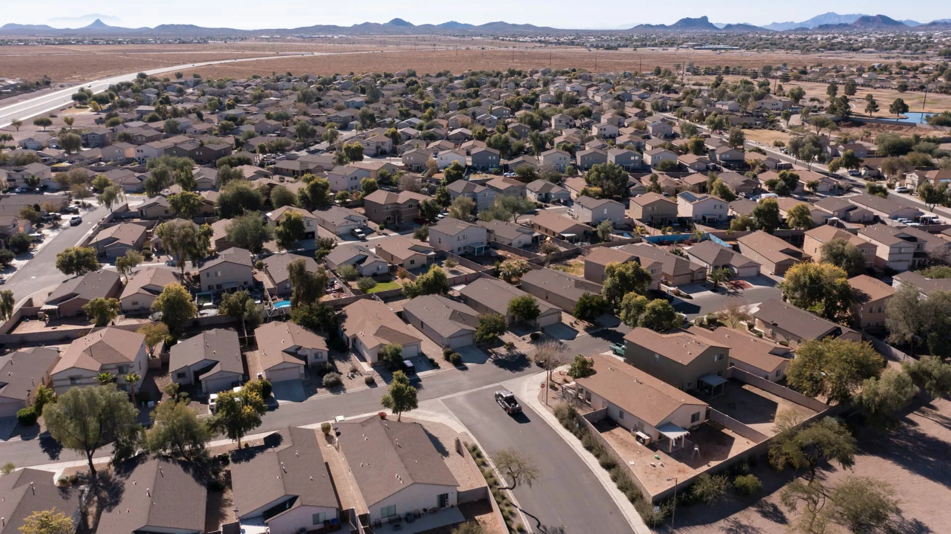 San Tan Valley, Arizona neighborhood with desert foothills beyond