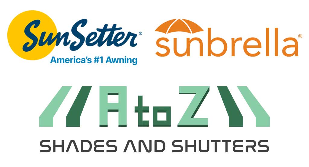 Shade solutions from A to Z Shades and Shutters, featuring awnings and window treatments for indoor and outdoor spaces.