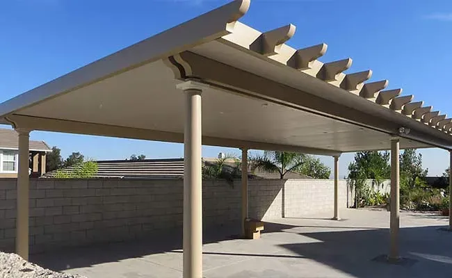Outdoor patio in Arizona with retractable awning and patio cover providing shade and comfort